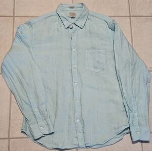 J. Crew Light Blue Linen Casual Button Down Shirt